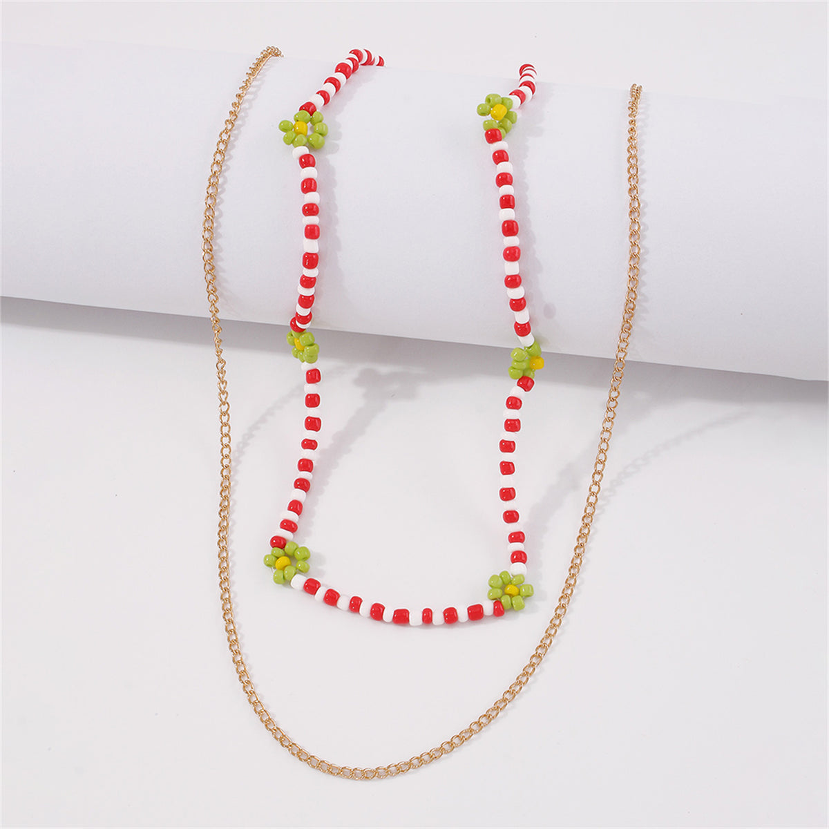 Red Howlite & 18K Gold-Plated Mum Station Necklace Set