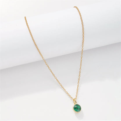 Green Cubic Zirconia and 18K Gold-Plated Circle Pendant Necklace, gold pendant necklace for women, lifestyle look