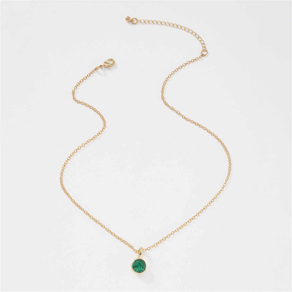 Green Cubic Zirconia and 18K Gold-Plated Circle Pendant Necklace, gold pendant necklace for women, styled look