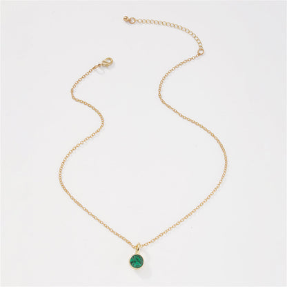 Green Cubic Zirconia and 18K Gold-Plated Circle Pendant Necklace, gold pendant necklace for women, styled look