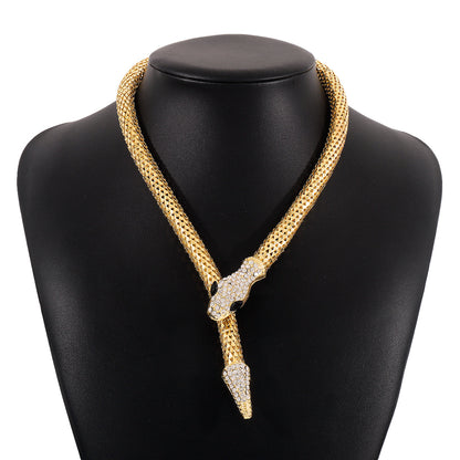 Cubic Zirconia and 18K Gold-Plated Snake Lariat Necklace, gold pendant necklace for women, everyday style, lifestyle look