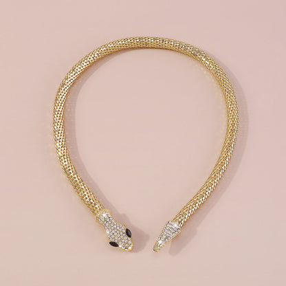 Cubic Zirconia and 18K Gold-Plated Snake Lariat Necklace, gold pendant necklace for women, everyday style, styled look