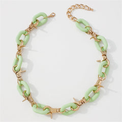 Green Acrylic & 18K Gold-Plated Interlock Chain Necklace