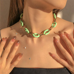 Green Acrylic & 18K Gold-Plated Interlock Chain Necklace