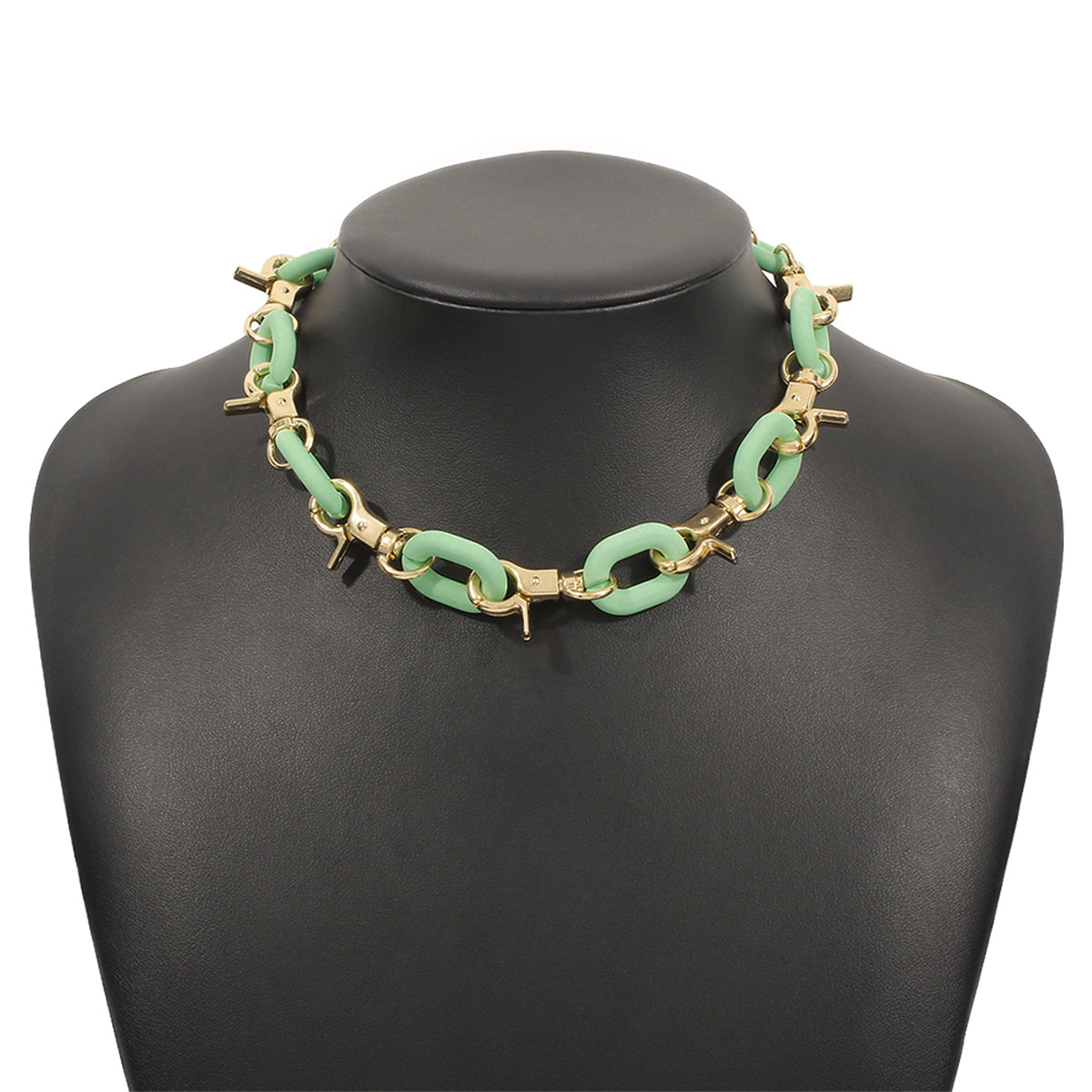 Green Acrylic & 18K Gold-Plated Interlock Chain Necklace