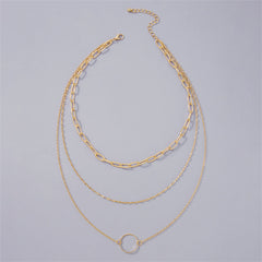 18K Gold-Plated Hoop Pendant Layered Necklace