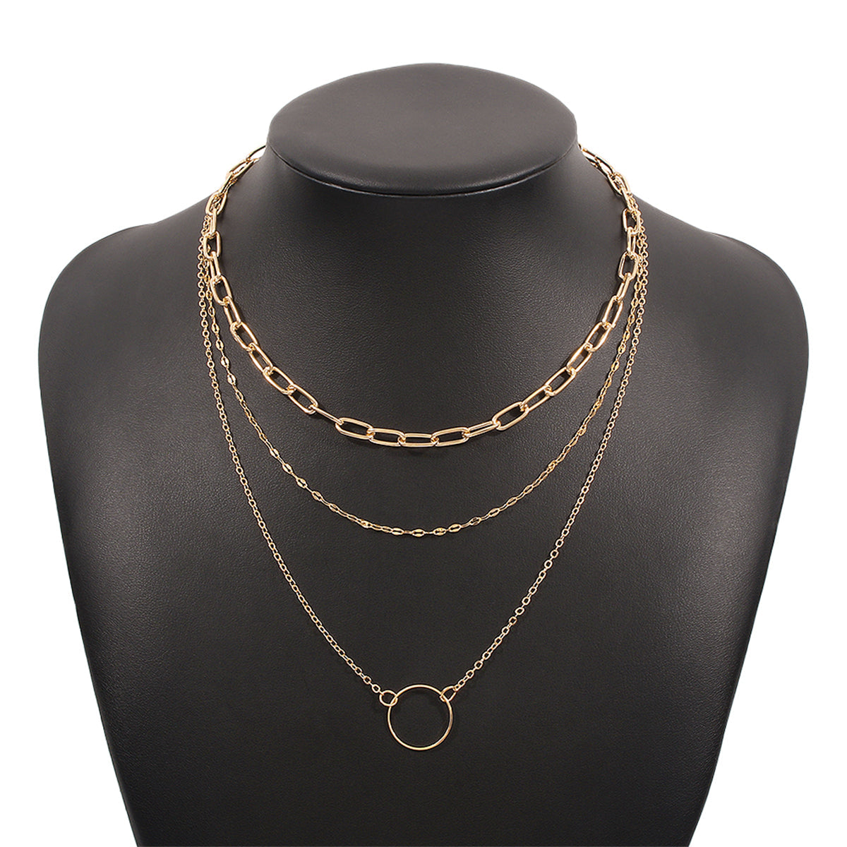 18K Gold-Plated Hoop Pendant Layered Necklace