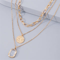 Crystal & 18K Gold-Plated Cushion-Cut Pendant Layered Necklace