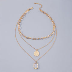 Crystal & 18K Gold-Plated Cushion-Cut Pendant Layered Necklace