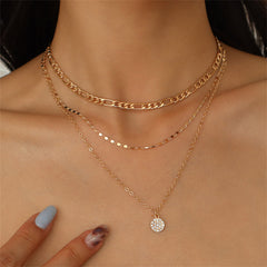 Cubic Zirconia & 18K Gold-Plated Layered Chain Necklace Set