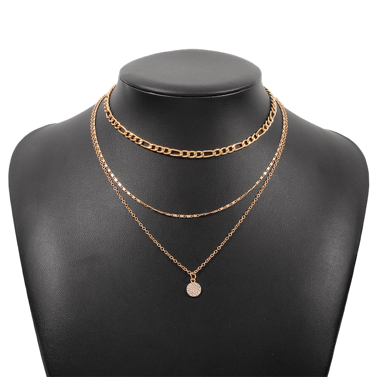 Cubic Zirconia & 18K Gold-Plated Layered Chain Necklace Set