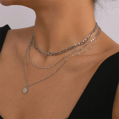 Cubic Zirconia & Silver-Plated Layered Chain Necklace Set