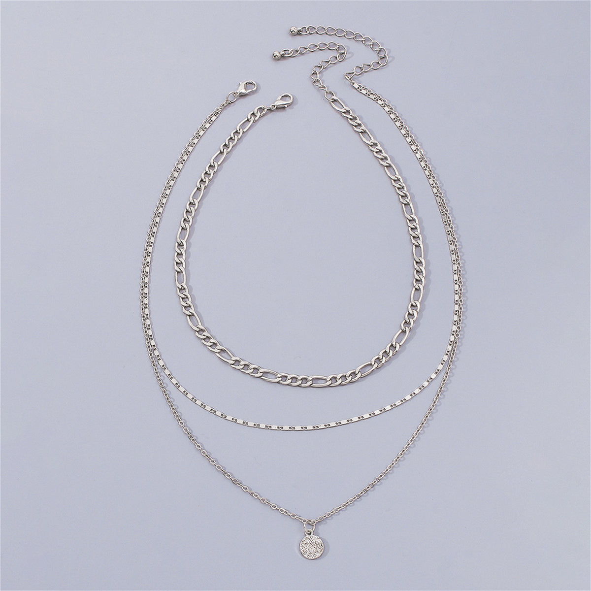 Cubic Zirconia & Silver-Plated Layered Chain Necklace Set