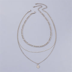 Cubic Zirconia & Silver-Plated Layered Chain Necklace Set
