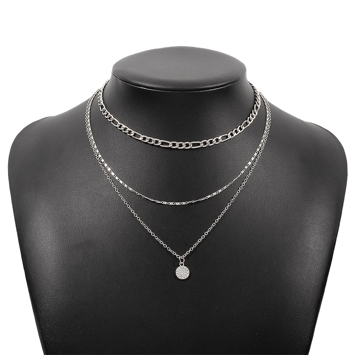Cubic Zirconia & Silver-Plated Layered Chain Necklace Set