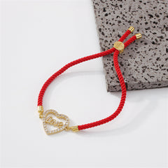 Cubic Zirconia & Colored Polyster 18K Gold-Plated 'Love' Heart Charm Bracelet