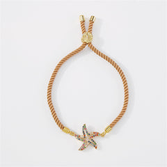 Khaki & Vibrant Cubic Zirconia Pavé Starfish Adjustable Bracelet