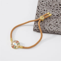 Cubic Zirconia & 18K Gold-Plated Eye Charm Bracelet