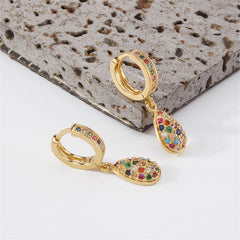 Vibrant Cubic Zirconia & 18K Gold-Plated Pavé Teardrop Charm Huggie Earrings