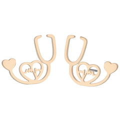 18K Gold-Plated Stethoscope Stud Earrings
