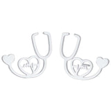Silver-Plated Stethoscope Stud Earrings