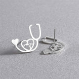 Silver-Plated Stethoscope Stud Earrings