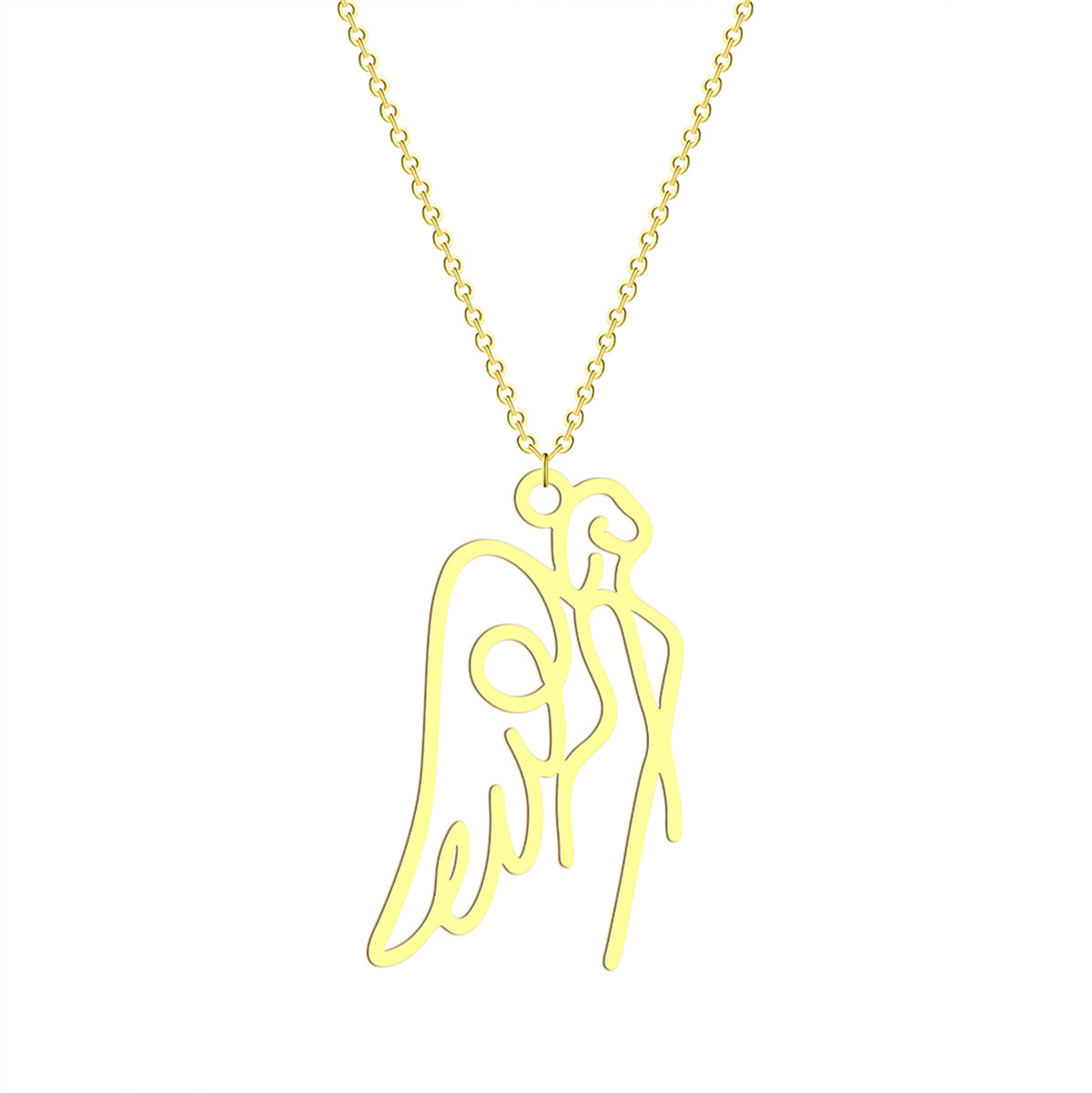 18K Gold-Plated Openwork Angel Pendant Necklace, gold pendant necklace for women, vintage-inspired design, side view