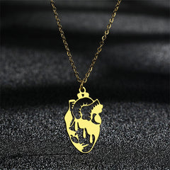 18K Gold-Plated Openwork Heart Pendant Necklace