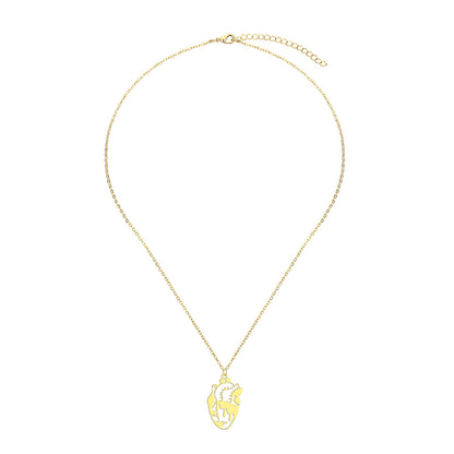 18K Gold-Plated Openwork Heart Pendant Necklace, gold pendant necklace for women, vintage-inspired design, side view