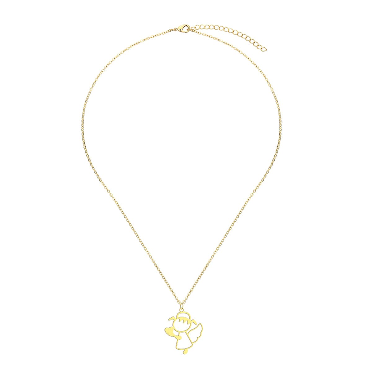 18K Gold-Plated Openwork Cute Angel Pendant Necklace, gold pendant necklace for women, lifestyle look