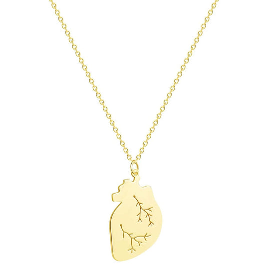 18K Gold-Plated Heart Pendant Necklace, gold pendant necklace for women, dainty minimalist design, front view