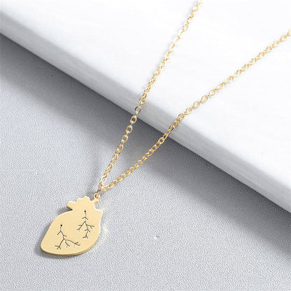 18K Gold-Plated Heart Pendant Necklace, gold pendant necklace for women, dainty minimalist design, side view