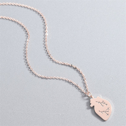 18K Rose Gold-Plated Heart Pendant Necklace, rose gold pendant necklace for women, botanical inspired, side view