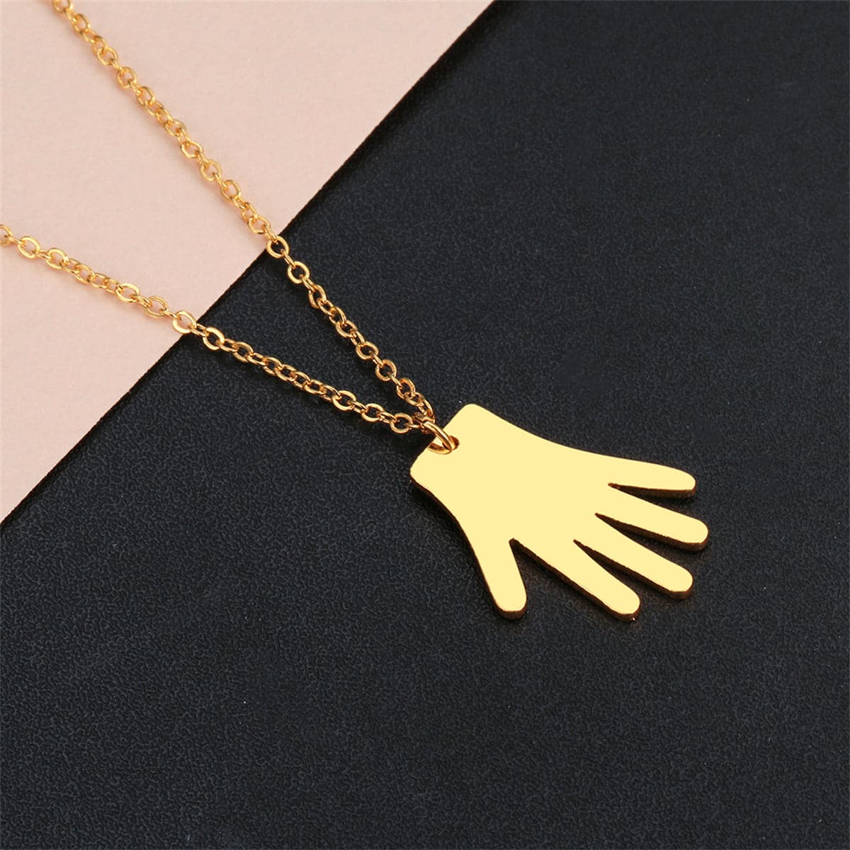 18K Gold-Plated Medical Gloves Pendant Necklace, gold pendant necklace for women, botanical inspired, front view