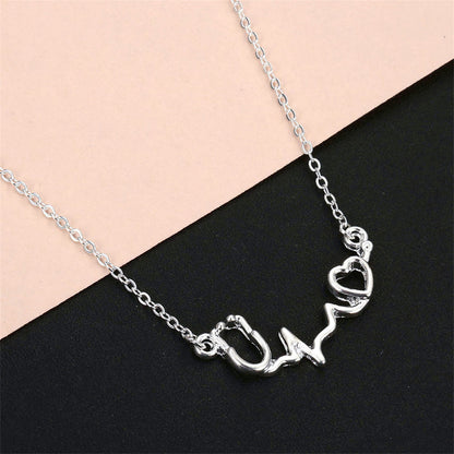 Silver-Plated Stethoscope Pendant Necklace, silver pendant necklace for women, vintage-inspired design, side view