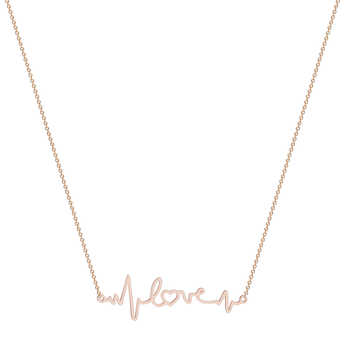 18K Rose Gold-Plated Heartbeat Pendant Necklace