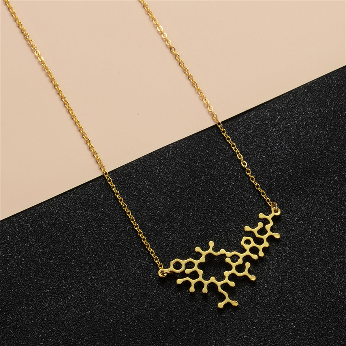 18K Gold-Plated Neurocyte Pendant Necklace, gold pendant necklace for women, dainty minimalist design, side view