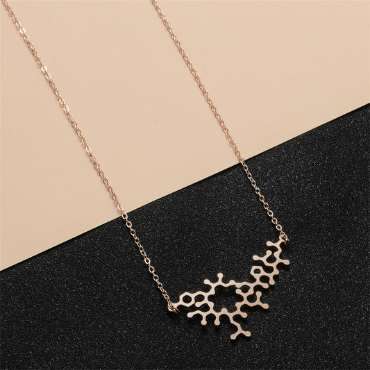 18K Rose Gold-Plated Neurocyte Pendant Necklace, rose gold pendant necklace for women, dainty minimalist design, front view