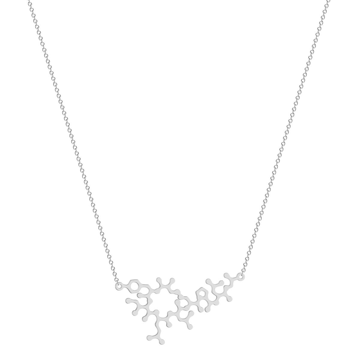 Silver-Plated Neurocyte Pendant Necklace, silver pendant necklace for women, dainty minimalist design, front view