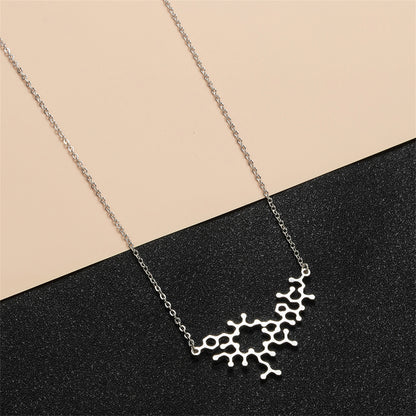 Silver-Plated Neurocyte Pendant Necklace, silver pendant necklace for women, dainty minimalist design, side view