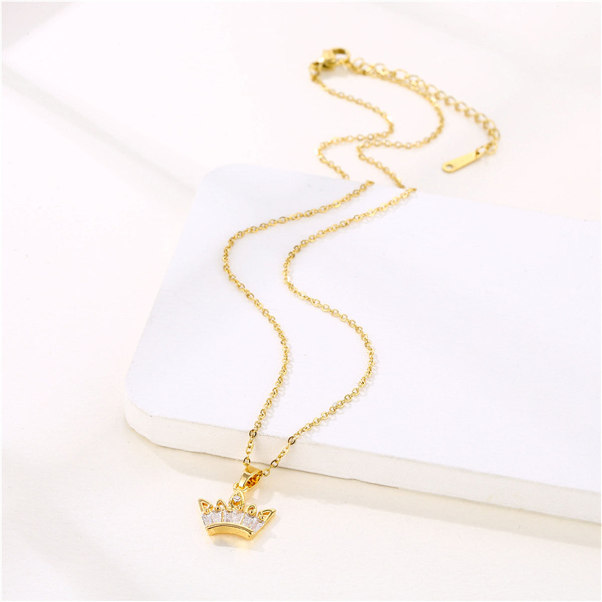 Crystal & Cubic Zirconia Crown Pendant Necklace