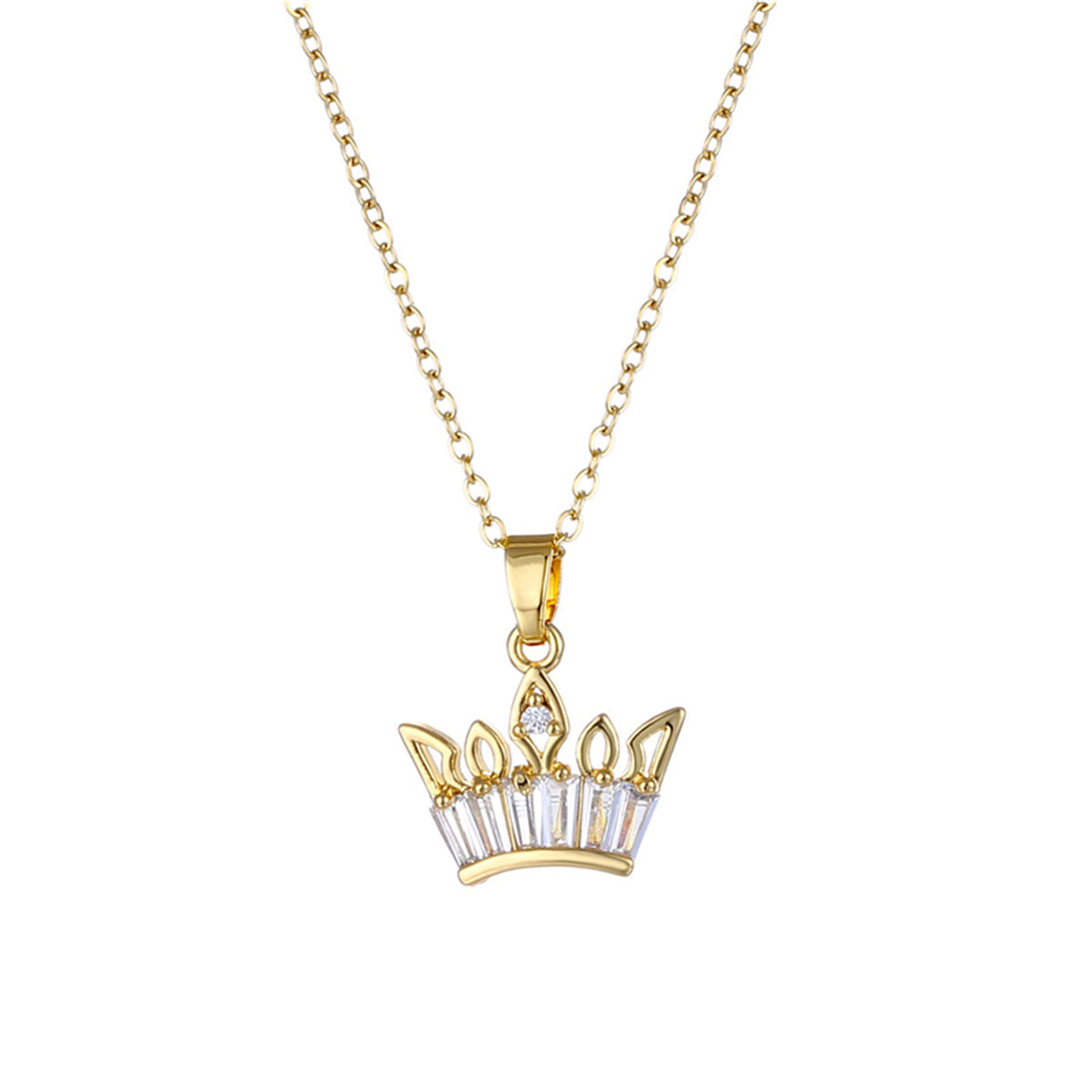 Crystal & Cubic Zirconia Crown Pendant Necklace
