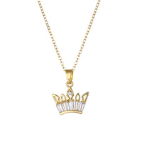 Crystal & Cubic Zirconia Crown Pendant Necklace