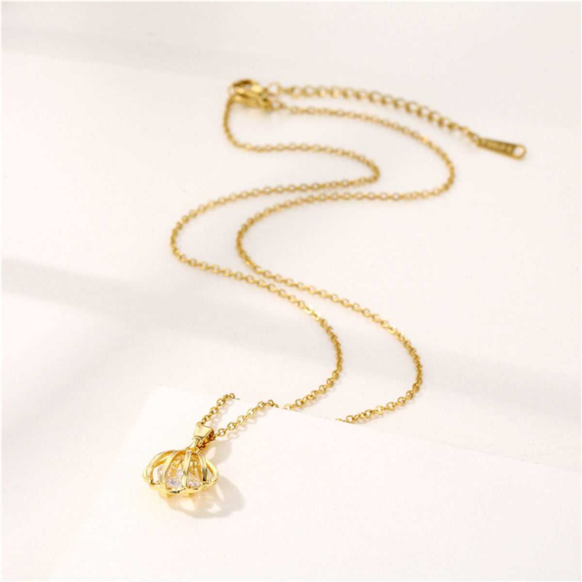 Crystal & 18K Gold-Plated Shell Pendant Necklace