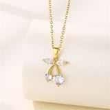 Crystal & Goldtone Cherry Pendant Necklace