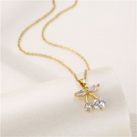 Crystal & Goldtone Cherry Pendant Necklace