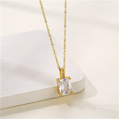 Princess-Cut Crystal & Cubic Zirconia 18K Gold-Plated Pendant Necklace