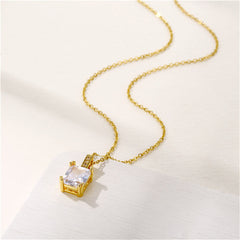 Princess-Cut Crystal & Cubic Zirconia 18K Gold-Plated Pendant Necklace
