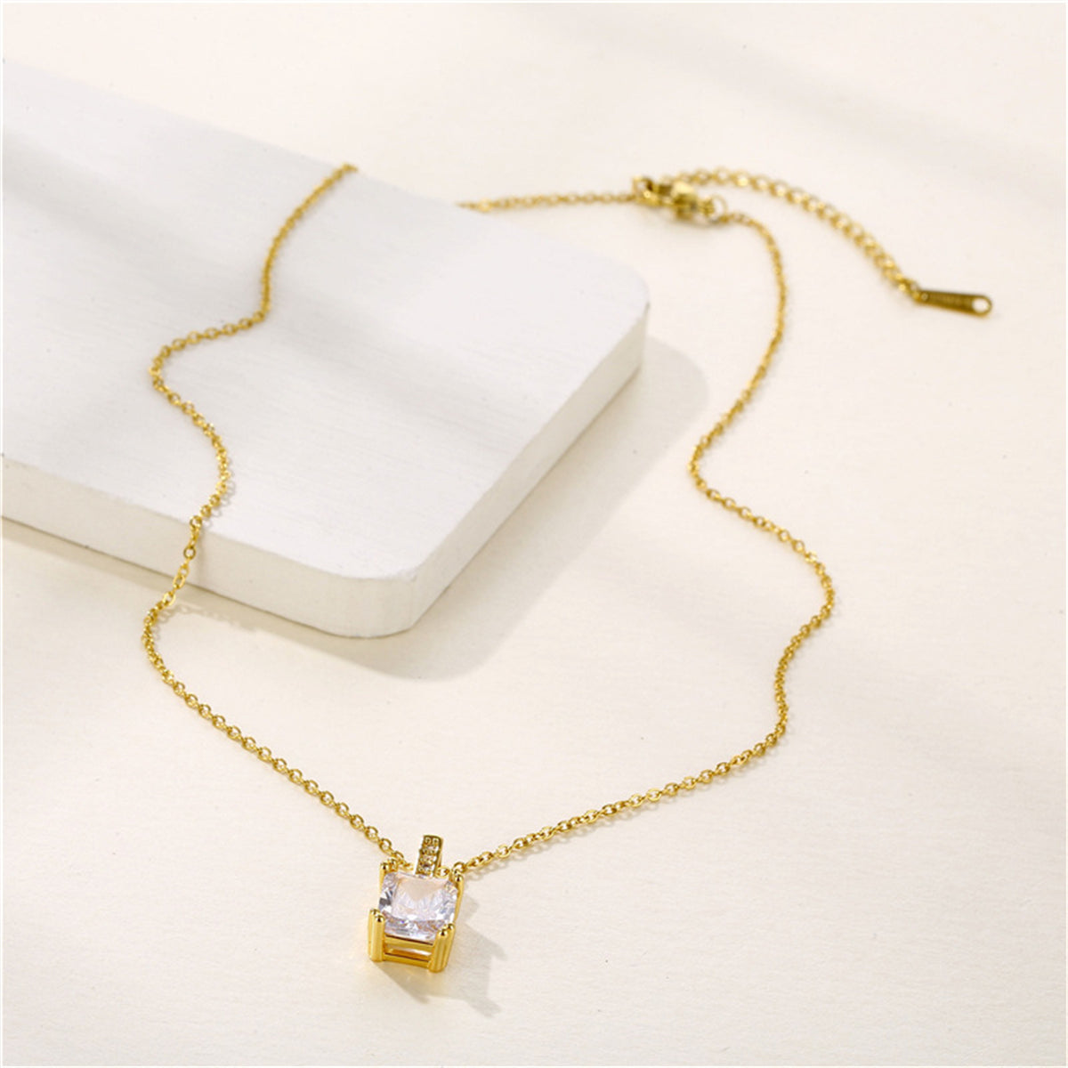 Princess-Cut Crystal & Cubic Zirconia 18K Gold-Plated Pendant Necklace