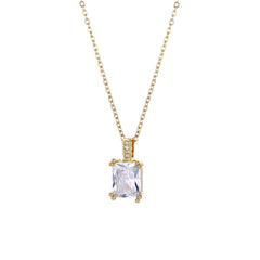 Princess-Cut Crystal & Cubic Zirconia 18K Gold-Plated Pendant Necklace